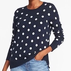 Polka Dot Sweater - Navy and White